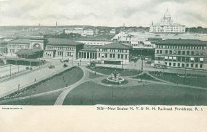 c1906 Postcard; New Station Depot N.Y. & N.H. Railroad, Providence RI Unposted