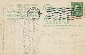 Richmond Virginia VA~State Capitol-Designed by Thomas Jefferson~1914 Postcard