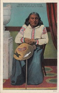 Postcard Native American Chief Seattle After Whom Seattle WA is Named