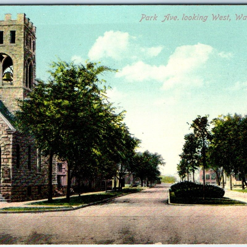 c1910s Waterloo, IA Park Avenue Look West Litho Photo Postcard Vtg Ave Home A62