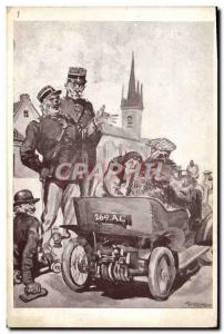 Old Postcard Fancy Automotive Incidents of the L & # speed 39exces Gendarme