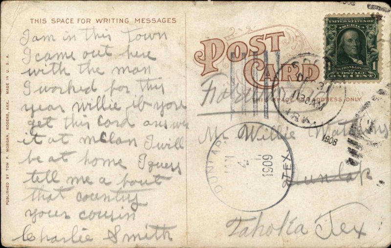 ROGERS AR First Street Looking South c1910 Postcard