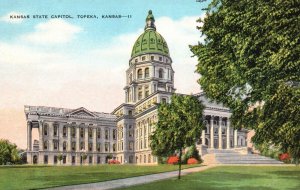 Vintage Postcard 1930's Kansas State Capitol Topeka KS Kansas