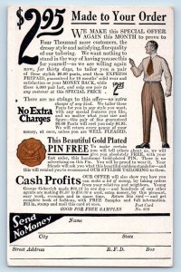 Chicago IL Postcard Chicago Tailors Association Mens Suit Advertising c1910's