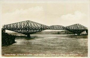 RPPC Postcard Quebec Truss Bridge Unstamped Unused Divided 