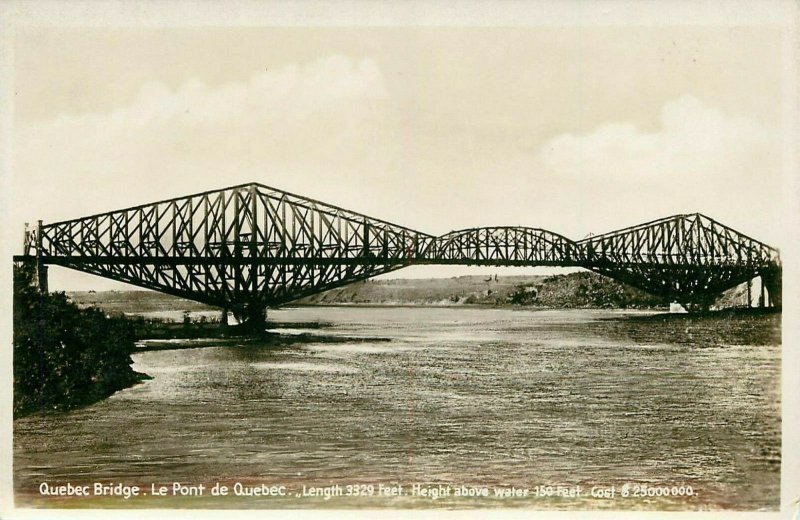 RPPC Postcard Quebec Truss Bridge Unstamped Unused Divided 