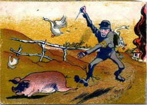 Mint Russia USSR Patriotic WW2 Picture Postcard eserter German Soldier in farm