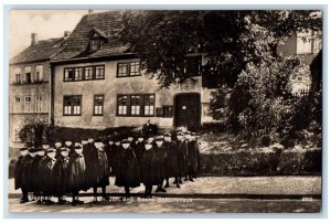 c1930's Boy Carolers Johann Sebastian Bach Home Eisenach Germany RPPC Postcard 