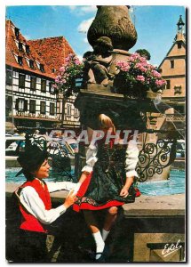 Modern Postcard In the Land of Storks Obernai Bas Rhin Place du Marche young ...