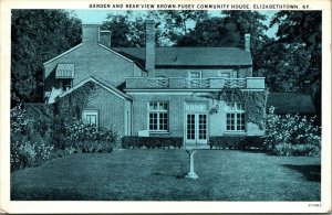 Vtg 1920's Garden Brown Pusey Community House Elizabethtown Kentucky KY Postcard