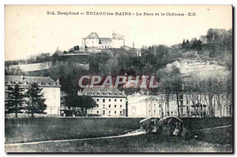 Old Postcard Dauphine Uriage les Bains The park and castle