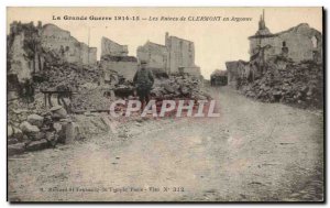 Old Postcard The Great War Ruins Clermont in Argonne Army