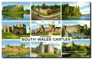 Postcard Modern Historic South Wales Carew Cardiff Castles Laugharne Oystermo...