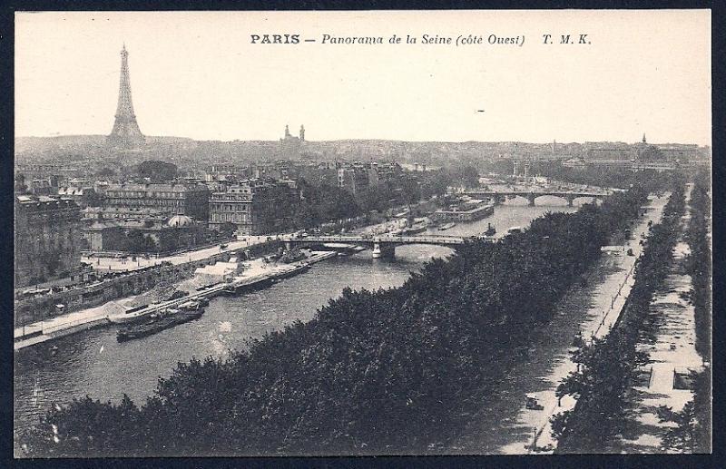 Seine River View Eiffel Tower Paris France Unused c1910s