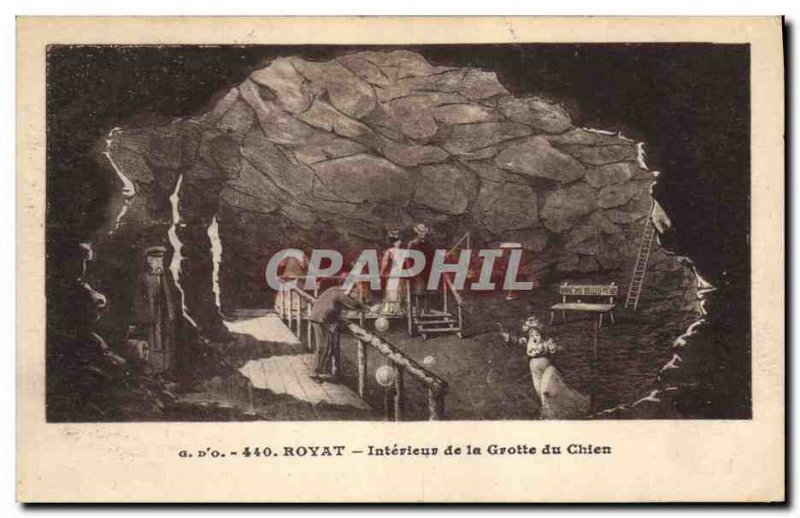 Old Postcard Royat Interior of the Dog Cave