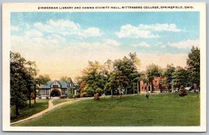Springfield Ohio 1920s Postcard Zimerman Library Wittenberg College
