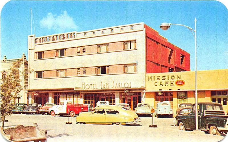 Renosa Tamps, Mexico Hotel San Carlos Old Cars Trucks Postcard