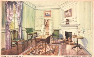 Vintage Postcard Martha Washington's Sitting Room Tiny Staircase Mt. Vernon VA