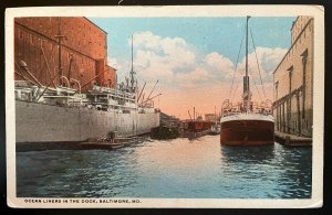 Vintage Postcard 1916 Ocean Liners in Dock, Baltimore, Maryland (MD)