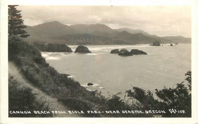 Postcard RPPC Oregon Seaside Cannon Beach Ecola Park 1939 23-2027