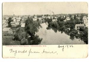 Looking North from Bridge Cedarburg Wisconsin Postcard UDB