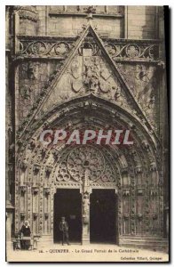 Old Postcard Quimper Grand Portal Cathedrale