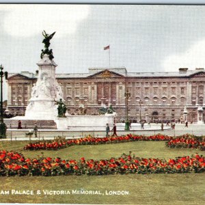 c1910s London, England Buckingham Palace Victoria Memorial Flowers Flag A360