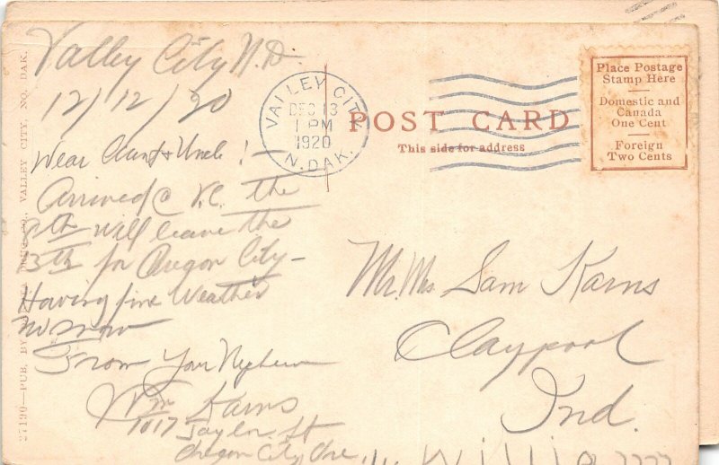 G49/ Enderlin North Dakota Postcard 1908 Greetings from Enderlin 