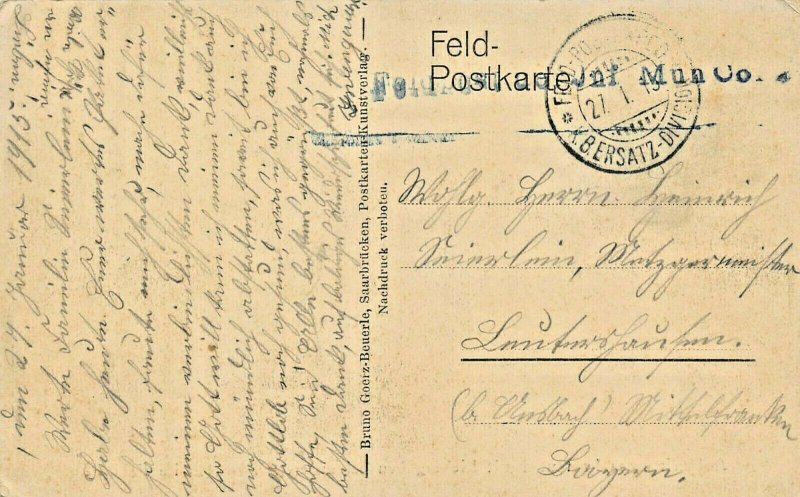 ANKUNFT LASTAUTOS LIEBESGABEN SOLDATEN im FELD-1915 GERMAN WW1 MILITARY POSTCARD