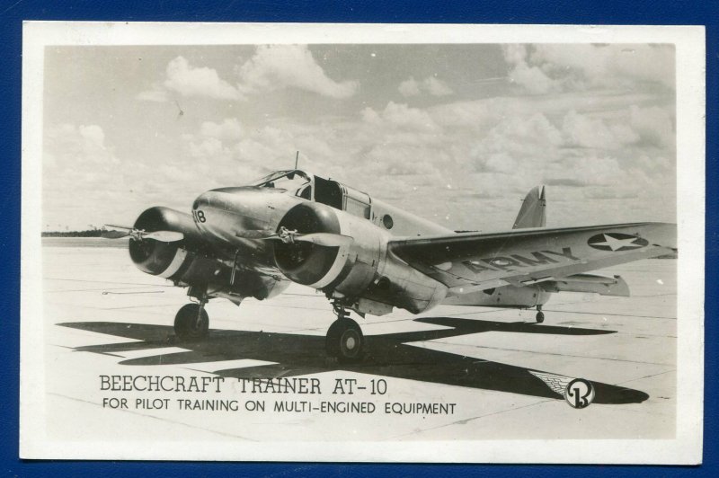 Beechcraft Trainer AT-10 for Pilot Raining Mlti-Engined Equipment photo postcard