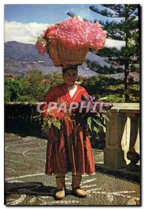 Postcard Modern Flower Girl Funchal Madeira Folklore