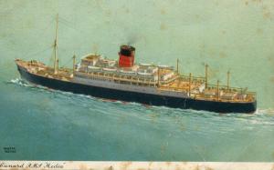 Cunard Line - RMS Media.   Artist: Walter Thomas.    ***PAQUEBOT***