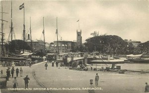 c1910 Postcard, Chamberlain Bridge & Public Buildings, Bridgetown Barbados B.W.I