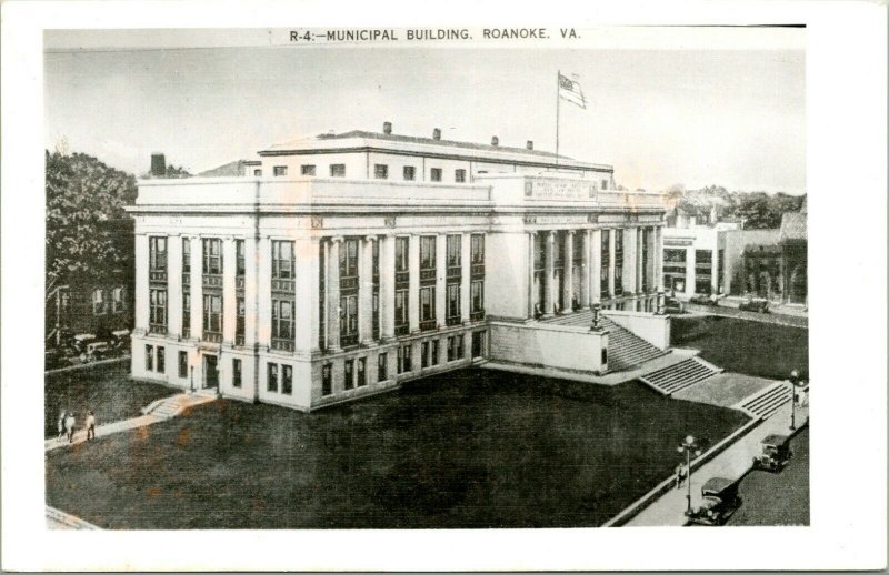 RPPC Roanoke Virginia VA Municipal Building UNP Postcard T18