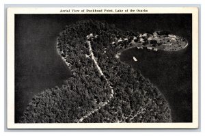 Aerial View Duckhead Point Lake of the Ozarks MOi UNP Greycraft Postcard U21