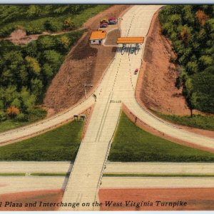 c1940s West Virginia WV Turnpike Beckley Toll Plaza Interchange Bird Eye PC A231