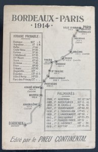 Mint Folding Postcard 1914 Tour Of France Bordeaux Paris Route Schedule