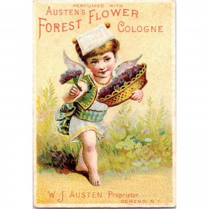 Austen's Forest Flower Cologne ~ Oswego, New York ~ Antique Victorian Trade Card