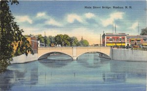 Nashua New Hampshire 1955 Postcard Main Street Bridge