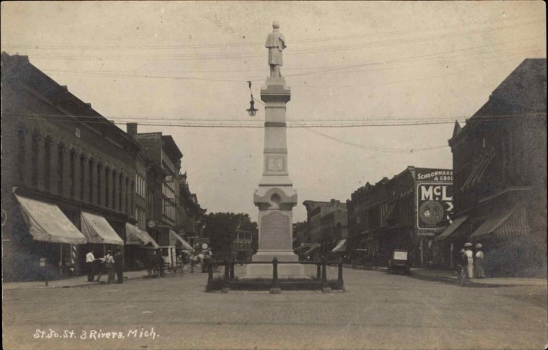 Three Rivers MI Michigan St. Jo Street c1910 Real Photo Postcard