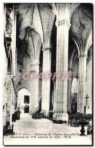 Postcard Candes Interior Old Church