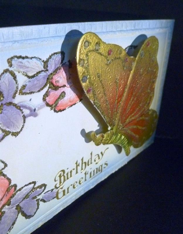 Postcard Mechanical Popup Butterfly Birthday Greetings C37