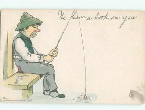 Pre-Linen Comic MAN WITH FISHING POLE AB9436