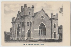 c1910 FAIRBURY Nebraska Nebr Postcard ME CHURCH Jefferson County