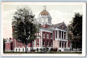 c1920's Court House Building Tower Side View Entrance Flint Michigan MI Postcard