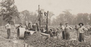 rppc c1910 TRENCHING MACHINE Workers Posing DITCH DIGGING Ditching TILE WORK