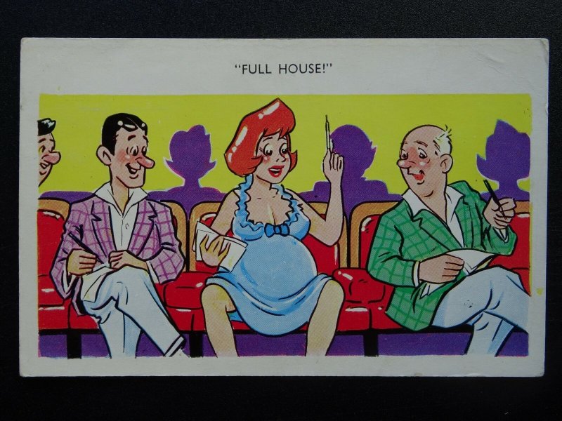 Comic Pregnancy / Bingo Theme FULL HOUSE c1970's Postcard by Jester