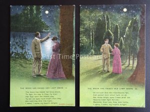 WW1 THE MOON HAS RAISED HER LAMP ABOVE Bamforth Song Cards set of 2 No 4613 1/2