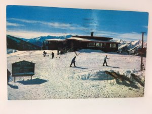 Aspen Sundeck Ajax Mountain Postcard Skiiers Skiing Colorado