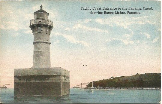 Pacific Coast Entrance to the Panama Canal Range Lights Panama Antique Postcard